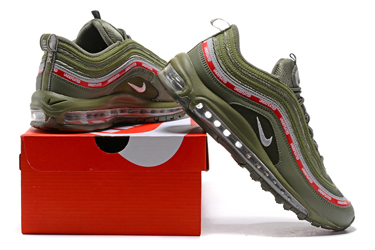 Mens Womens Undefeated x Nike Air Max 97 OG MoonRock Olive Mens Running Shoes Nike Air Max 97 Undefeated UN Green Sail
