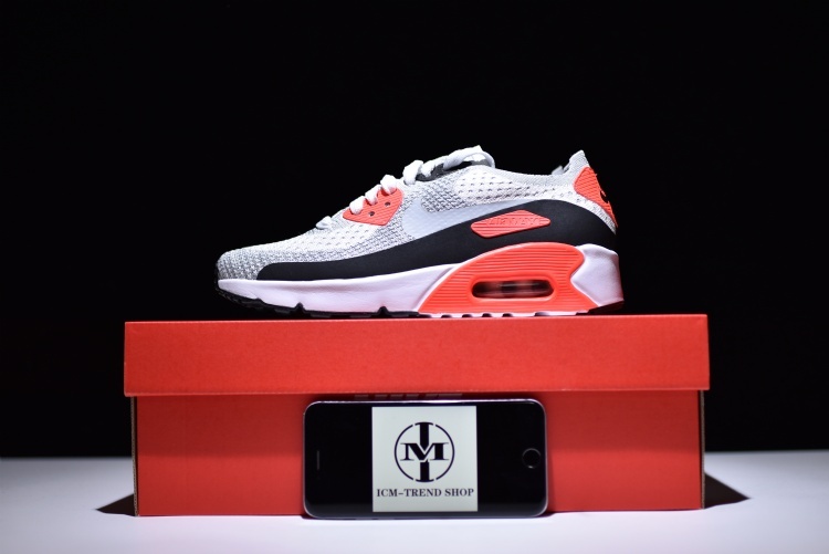 Mens Nike Air Max 90 Ultra 2. 0 Flyknit Infrared White Wolf Grey Bright Crimson 881109 100 Running Shoes 881109 100 Mens Nike Air Max 90 Ultra 2. 0 Flyknit Infrared White Wolf Grey Bright Crimson 881109 100 Running Shoes 881109 100