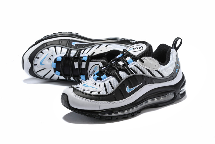 Mens Nike Air Max 98 White Hyper Cobalt Black Metallic Silver 640744 102 Sportswear 640744 102s Mens Nike Air Max 98 White Hyper Cobalt Black Metallic Silver 640744 102 Sportswear 640744 102s