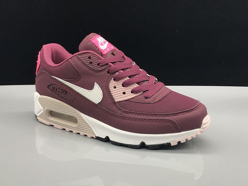 Womens Nike Air Max 90 Burgundy White Running Shoes