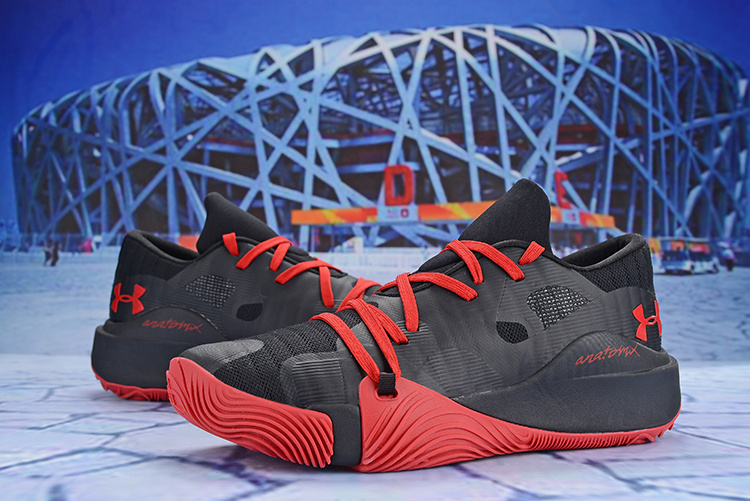 red and black under armour basketball shoes