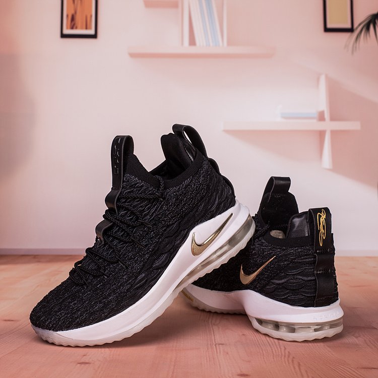 Mens Nike Lebron James 15 XV Low Black Metallic Gold