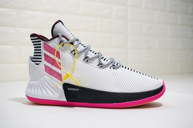 Mens Adidas D Rose 9 White Black Pink Release Date BB7658