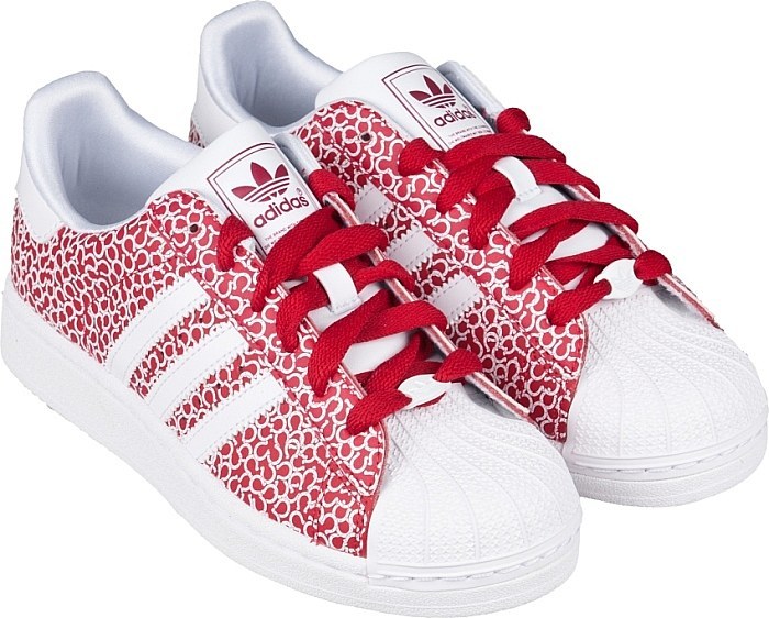 Womens Adidas Originals Superstar Red white graffiti