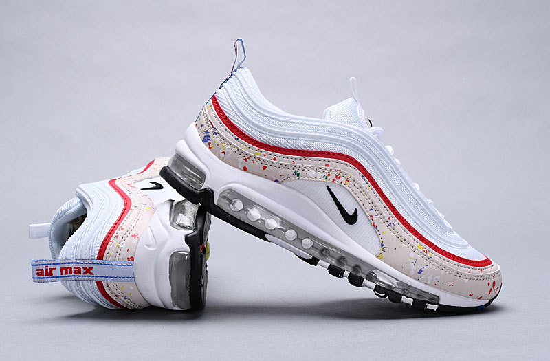 Mens Womens Nike Air Max 97 Paint Splatter SailAmarilloUniversity RedBlack 312834 102 Sneakers 312834 102f Mens Womens Nike Air Max 97 Paint Splatter SailAmarilloUniversity RedBlack 312834 102 Sneakers 312834 102f