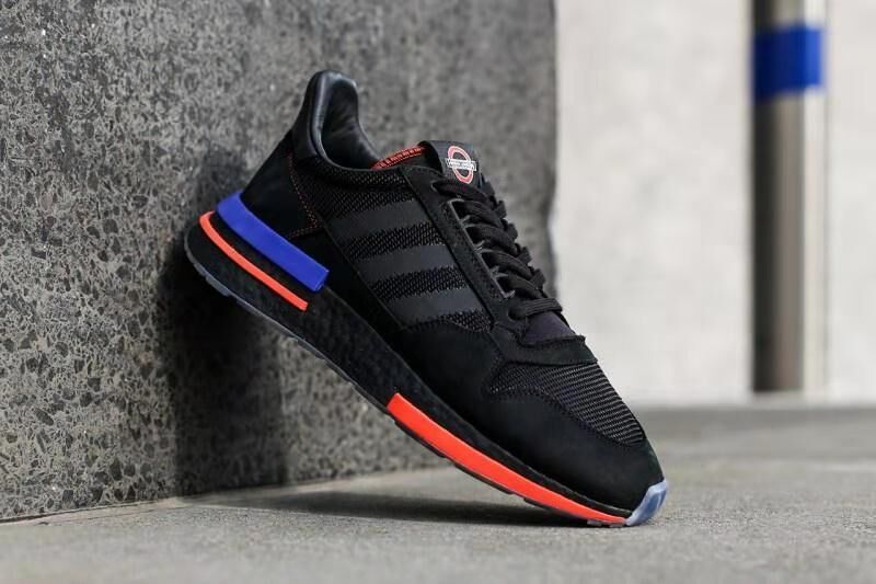 adidas black blue and red shoes