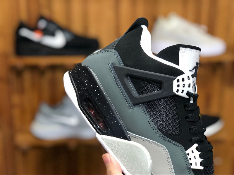 Mens Air Jordan 4 Fear Pack AJ4 Oreo Black/Cool Grey Suede