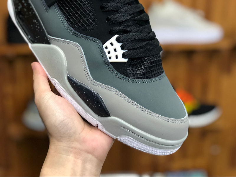Mens Air Jordan 4 Fear Pack AJ4 Oreo Black/Cool Grey Suede