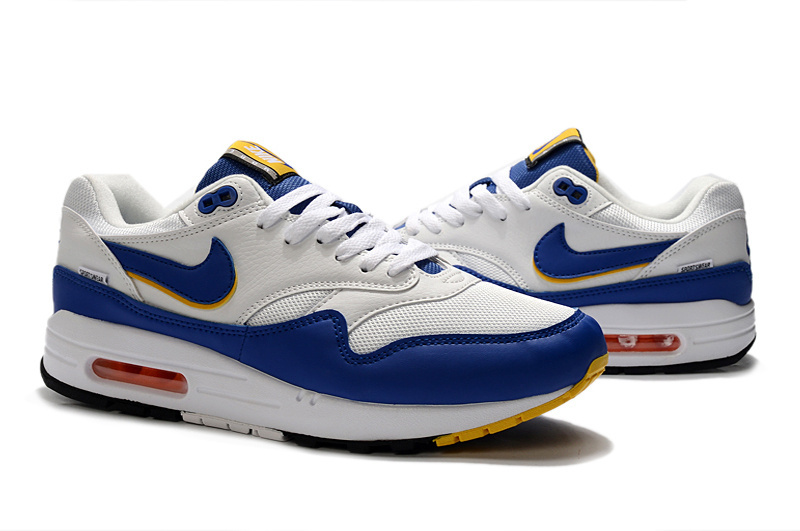 Nike Air Max 1 Royal Blue White Yellow Mens Running Shoes Nike Air Max 1 Royal Blue White Yellow Mens Running Shoes
